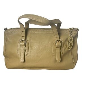 Onna Ehrlich Derin Satchel Beige Pebbled Leather Shoulder Bag Gold Hardware